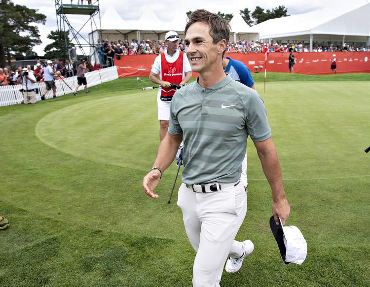 Trods otte birdies og en sidste runde i 68 formåede Thorbjørn Olesen ikke selv at sikre sig den direkte Ryder Cup-kvalifikation, men det endte alligevel lykkeligt i Silkeborg. Henning Bagger/Ritzau Scanpix