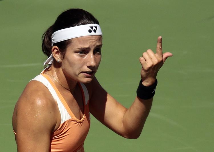 Anastasija Sevastova skælder på alle under sine kampe, men mest på sig selv. Tirsdag styrede hun sig dog så meget, at hun slog mesteren ud. 
   Andres Kudacki/AP