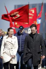 Mette Frederiksen fotograferet første maj sidste år sammen med Odenses borgmester, Peter Rahbæk Juel. Jens Dresling/POLFOTO