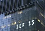 Lehman Brothers konkurs den 15. september 2008 var starten på den globale finanskrise.  Mark Lennihan/AP