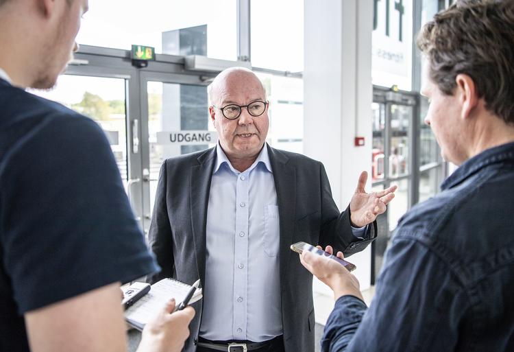 DBU's formand Jesper Møller udtaler sig om konflikten mellem DBU og Spillerforeningen. Anders Kjærbye/Ritzau Scanpix