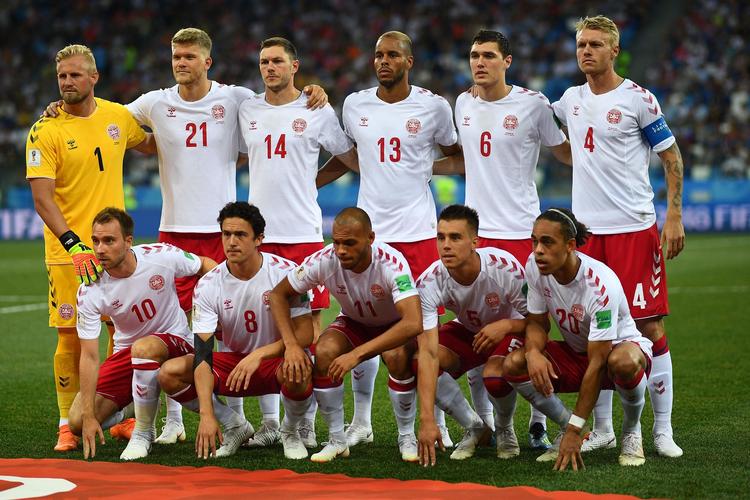 De 11 startende, da Danmark indledte VM-nedturen mod Kroatien i Rusland 1. juli: Schmeichel, Cornelius, Dalsgaard, Zanka, AC, Kjær, Eriksen, Delaney, Braithwaite, Knudsen og Poulsen.  Johannes Eisele/Ritzau Scanpix