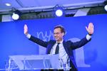 Den borgerlige oppositionsleder Ulf Kristersson fra Moderaterna må vente til onsdag eller torsdag for at få en mere præcis prognose for valgresultatet. Henrik Montgomery/AP