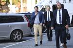 Jimmie Akesson på vej til tv-interview dagen derpå efter det svenske valg. Henrik Montgomery/AP