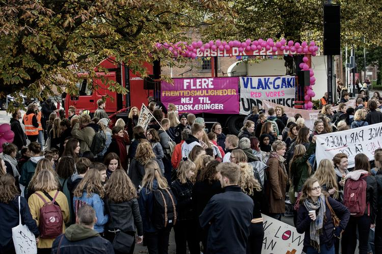 Studerende protesterer over nedskæringer på uddannelserne. Lau-nielsen Morten/POLFOTO