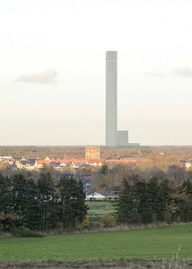 Det planlagte Bestseller-tårn vil ændre udsigten for masser af mennesker i Midtjjylland. Her en visualisering af, hvordan det kommer til at se ud. Visualisering Bestseller