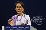 Hidtil har Myanmars  reelle regeringsleder, Aung San Suu Kyi, stort set været været tavs om forfølgelsen af rohingyaerne. Bullit Marquez/AP