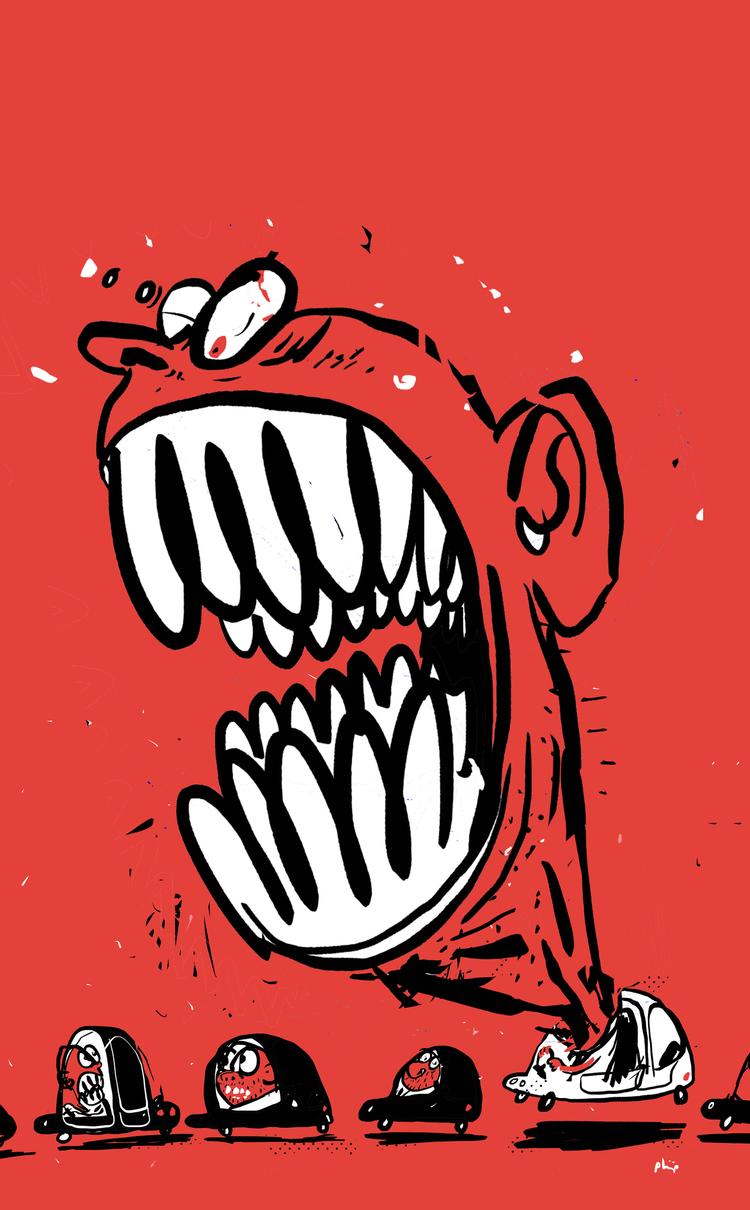 Vejvreden ligger latent hos mange bilister. Måske var et 'pyt' ikke af vejen en gang imellem.    Philip Ytournel/Politiken-Tegning