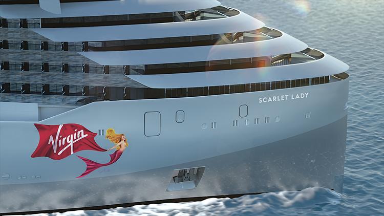 Computergeneret billede af det nye skib Scarlet Lady. Virgin Voyages