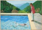 Maleriet 'Portrait of an Artist (Pool with Two Figures)' fra 1972 forestiller David Hockneys ekskæreste, der kigger ned på en ukendt skikkelse i vandet.
Foto: Christie's/AP
   /AP