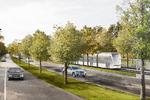 Hovedstadens Letbane har fået lavet mange illustrationer, som viser, hvordan letbanen kommer til at se ud. Her er det langs Gladsaxe Boulevard. 
