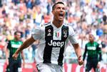 Så fik  Cristiano Ronaldo hul på bylden. Alessandro Di Marco/Ritzau Scanpix