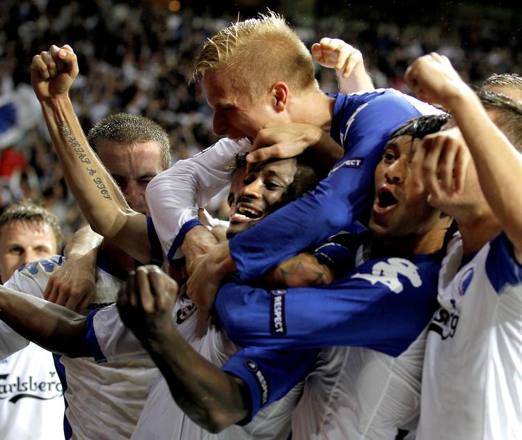 Dame N'Doye scorede sejrsmålet, da FC København hjemme slog Rubin Kazan i Champions League i 2010. Kampen endte 1-0. Og det er langt fra et udsædvanligt resultat for københavnerne i de europæiske gruppespil. Lars Poulsen/POLFOTO