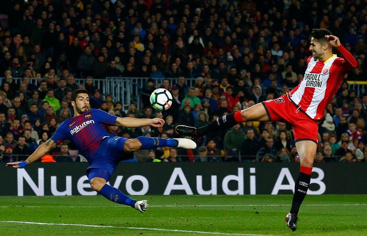 Næste gang Luis Suarez og resten af FC Barcelona møder Girona FC i den spanske liga, bliver det med stor sansynlighed på tværs af atlanten på Hard Rock Stadium i Miami. (AP Photo/Manu Fernandez) Manu Fernandez/AP