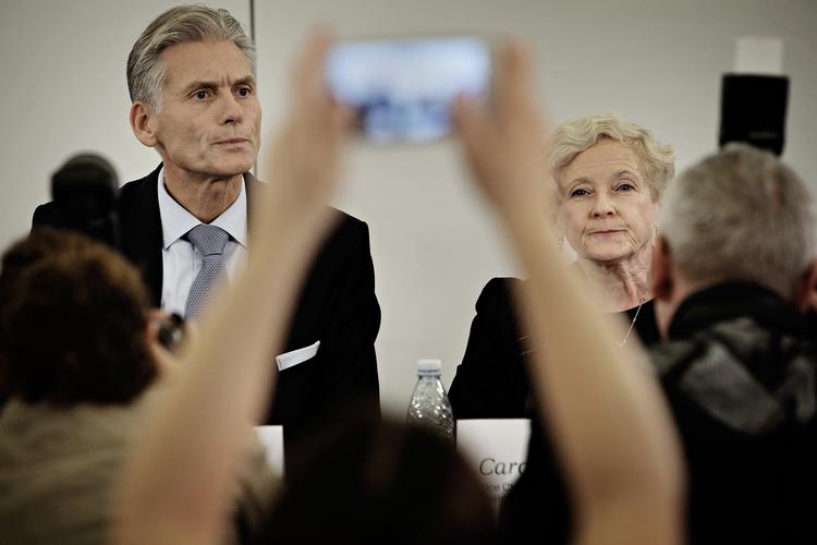 
    Thomas Borgen og   Danske Banks bestyrelse fremlagde i går en rapport om potentiel hvidvask for mange hundrede milliarder kroner - den rapport har ikke skabt ro om banken. 
   Martin Lehmann/POLFOTO