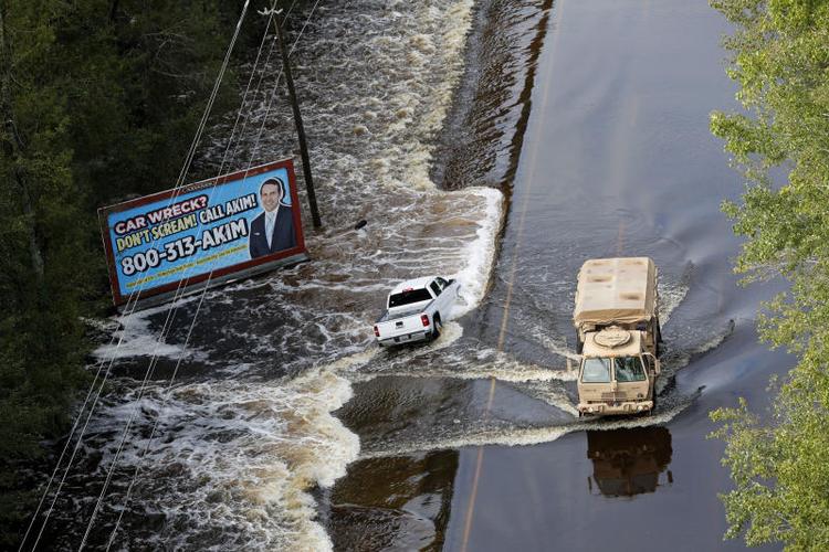 Enorme regnmængder under orkanen Florence forårsagede i sidste uge massive oversvømmelser i South Carolina. Gerald Herbert/AP