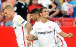 Simon Kjær og Wissam Ben Yedder efter en af den franske angribers scoinger. Cristina Quicler/Ritzau Scanpix