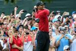 Tilskuerinteressen var massiv og mobiloptagelserne mange, da Tiger Woods vandt Tour Championship. John Amis/AP