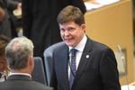 Andreas Norlén fra Moderaterna er blevet valgt til posen som talman. Det er det højeste embede, man kan vælges til i Sverige, og han får en ledende rolle i regeringsdannelsen.  10080 Fredrik Sandberg/tt/Ritzau Scanpix