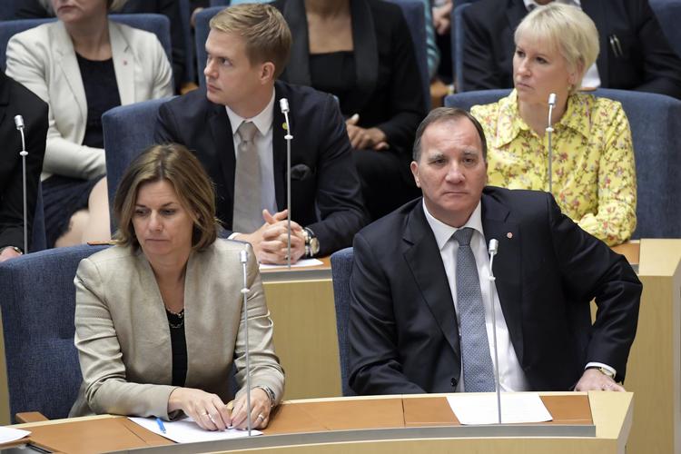 Stefan Löfven blev i dag stemt ned som svensk statsminister. Han bliver formelt siddende på posten, til en ny regering er på plads.  Anders Wiklund/AP
