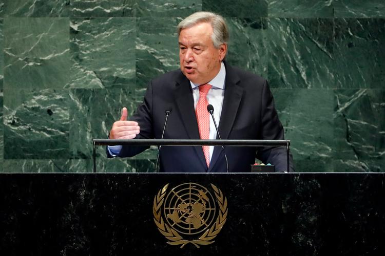 FN's generalsekretær Antonio Guterres og Donald Trump er nogle af de mange ledere, der i dag har været på talerstolen under FN's årlige  generalforsamling i New York. Richard Drew/AP