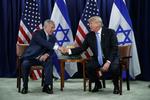 Den amerikanske præsident Donald Trump mødtes onsdag med Israels premierminister, Benjamin Netanyahu, på sidelinjen af FN's Generalforsamling. Evan Vucci/AP