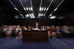 Præsident Trumps nominerede til højesteretten, Brett M. Kavanaugh, under en senatshøring i Capitol Hill, Washington D.C.  Alex Brandon/AP