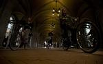 Cyklister kører på en cykelsti under Rijksmuseum i Amsterdam. Har de mobilen i hånden, kan det koste en bøde. Ny lov skal dæmme op for ulykker som følge af, at cyklister ser mere på deres mobil end på cykelstien.  Peter Dejong/AP