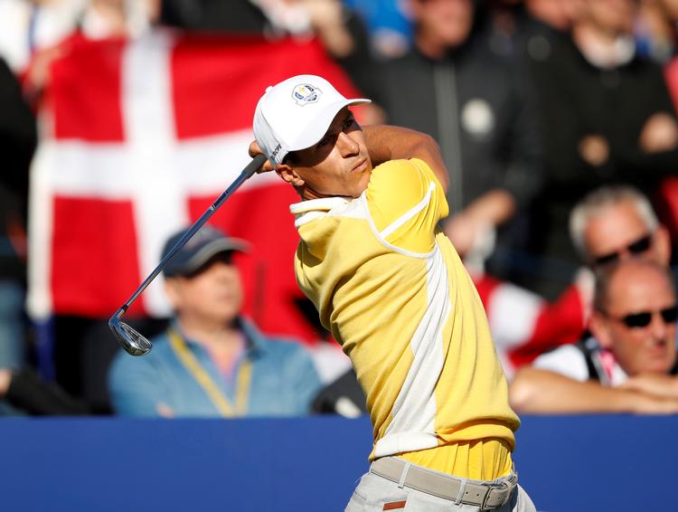 Som nummer 45 på verdensranglisten er Thorbjørn Olesen den lavest rangerede af de 24 spillere i dette års Ryder Cup, men danskeren er blandt de otte, Thomas Bjørn har valgt til at åbne holdmatchen i dag. Carl Recine/Ritzau Scanpix