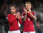 Christian Eriksen (tv.) og anfører Simon Kjær er klar, når det næste landshold bliver udtaget. Lars Poulsen/POLFOTO