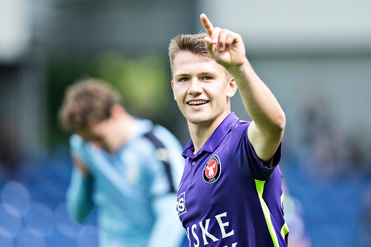 I sin 4. kamp for Dinamo Kijev fik Mikkel Duelund scoret sin første mål. Tobias Nicolai/POLFOTO