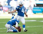 Der var ingen slinger i valsen, da Adam Vinatieri scorede på sit fieldgoal nr. 566. Aj Mast/AP
