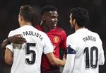 Den franske midtbanestjerne Paul Pogba var tæt på fem minutter efter pausen. Jon Super/AP