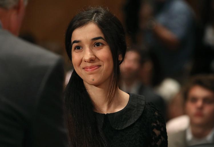 Nadia Murad under et møde i det amerikanske senat forrige år. Mark Wilson/Ritzau Scanpix