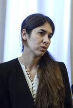 Nadia Murad er en af to modtagere af dette års Nobels Fredspris. Den anden vinder er den congolesiske gynækolog, Denis Mukwege. Yorgos Karahalis/AP