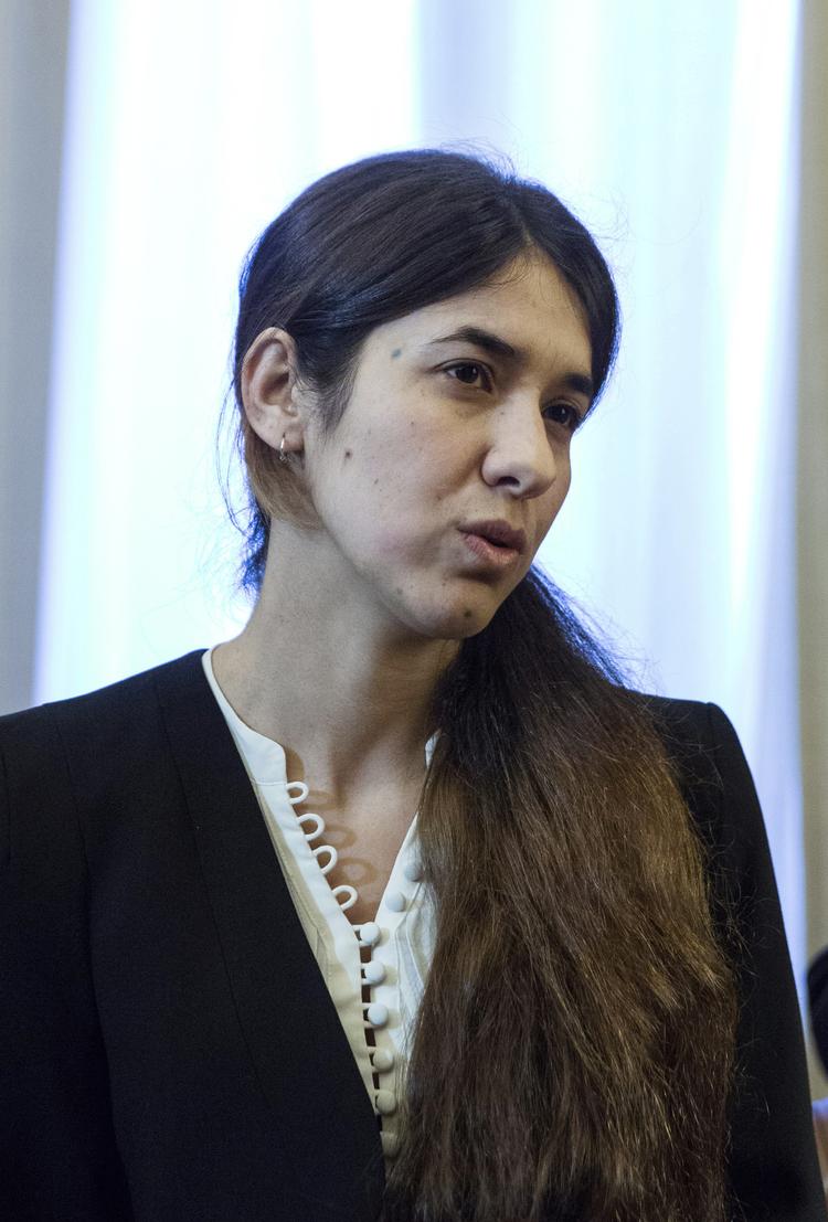 Nadia Murad er en af to modtagere af dette års Nobels Fredspris. Den anden vinder er den congolesiske gynækolog, Denis Mukwege. Yorgos Karahalis/AP