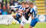 Der var masser af nærkampe og fight i mødet mellem de to traditionsklubber i Odense. Claus Fisker/Ritzau Scanpix