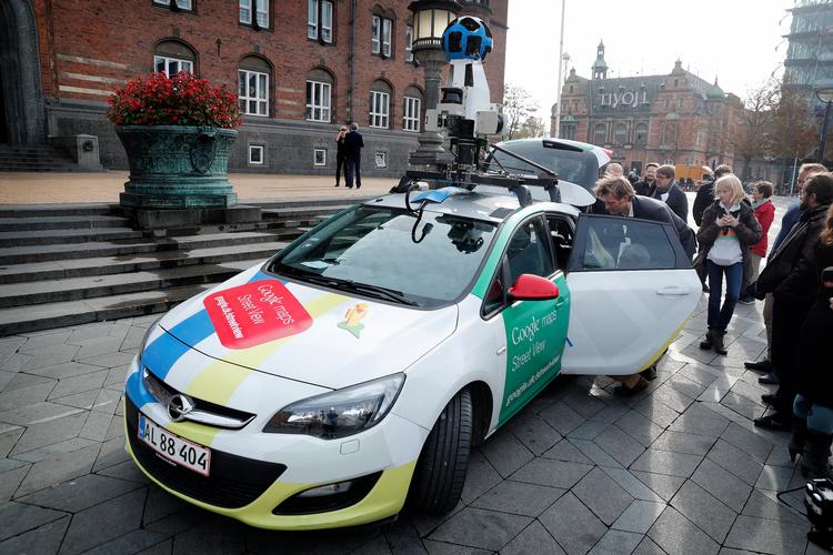 Google Street View-bilen skal måle luftforurening. Samarbejdet med Københavns Kommune blev præsenteret på Rådhuspladsen. Jens Dresling/POLFOTO