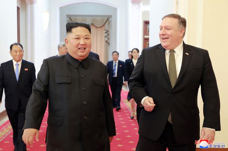 Udenrigsminister Mike Pompeo mødtes med Kim Jong-un i weekenden. Kcna Via Kns/Ritzau Scanpix