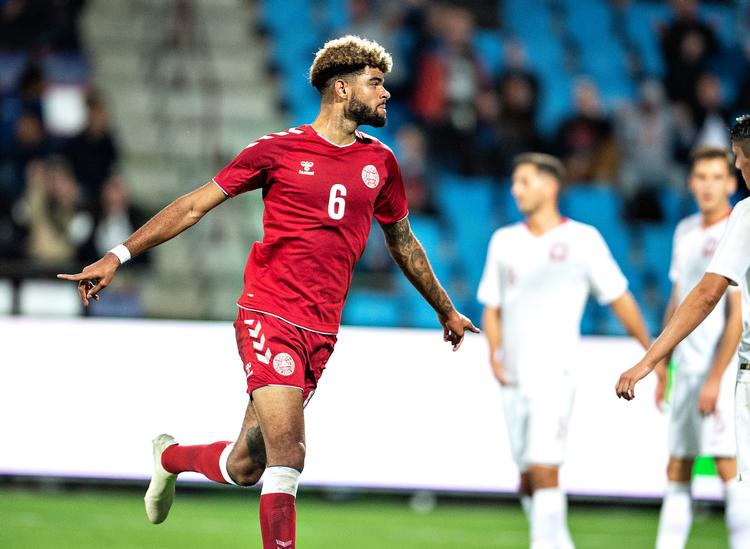 Danmark kom foran på et mål af Philip Billing, men den føring holdt kun i 3 minutter. Henning Bagger/Ritzau Scanpix
