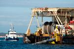 Forsinket. før jul blev Nord Stream 2 konsortiet færdige med at lægge gasrør fra Tyskland mod Rusland fra den tyske side.  nu er den del af arbejdet gået i stå, fordi Danmark endnu ikke har godkendt de russiske ansøgninger. Peter Hove Olesen/POLFOTO