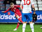 I første halvlegs overtid fik Jacob Bruun Larsen scorede det forløsende mål, der endte med at sikre EM-kvalifikationen. Henning Bagger/Ritzau Scanpix
