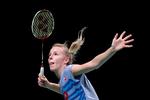 Med en sejr over OL-mesteren Carolina Marin fik Mia Blichfeldt en fremragende start på stævnet i Odense. Jens Dresling/POLFOTO