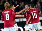 I sin sjette landskamp scorede Lukas Lerager for første gang på landsholdet. Lars Poulsen/POLFOTO
