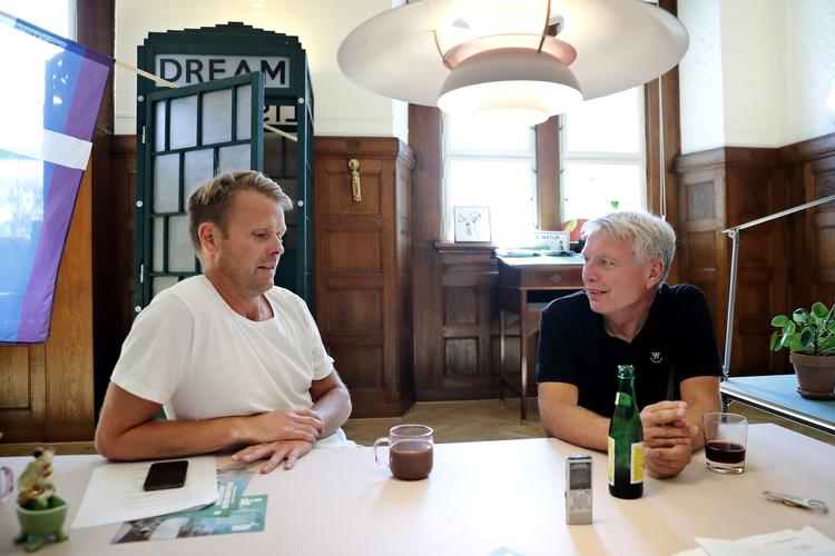 Da Niko Grünfeld (tv) endnu var kultur- og fritidsborgmester i København... til møde med partileder Uffe Elbæk   Jens Dresling/POLFOTO