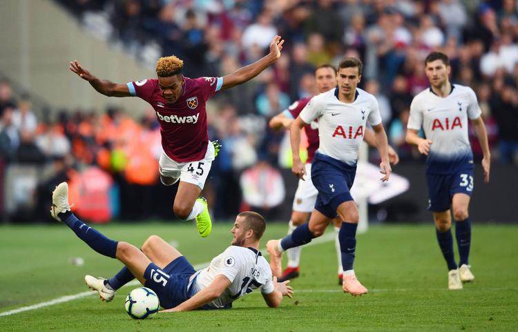 Londonopgøret mellem West Ham og Tottenham gav udesejr og 5 minutters spilletid til Christian Eriksen. Victoria Jones/AP