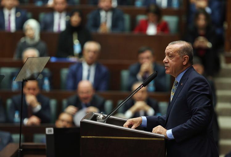 Den tyrkiske præsident Recep Tayyip Erdogan talte i dag for medlemmerne af sit parti AKP om Khashoggi-sagen. Ali Unal/AP