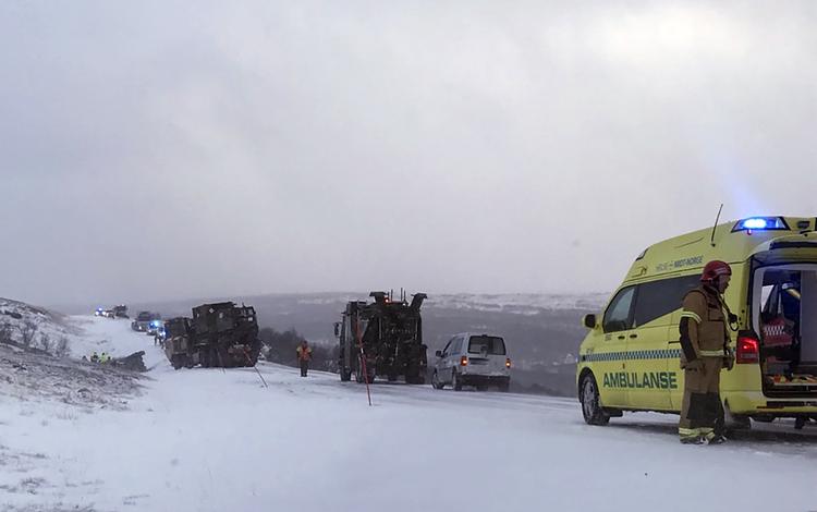 Fire soldater er kommet til skade ved den store øvelse i Norge. Ole Håkon Ostby/AP