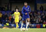 Loftus-Cheek scorede alle tre mål, da Chelsea hjemme besejrede Bate Borisov fra Hviderusland med 3-1 og topper gruppe L med tre sejre. (AP Photo/Alastair Grant)
   Alastair Grant/AP