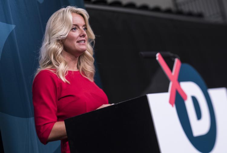 Pernille Vermund gik lørdag formiddag på talerstolen på Nye Borgerlige Årsmøde. Claus Fisker/Ritzau Scanpix